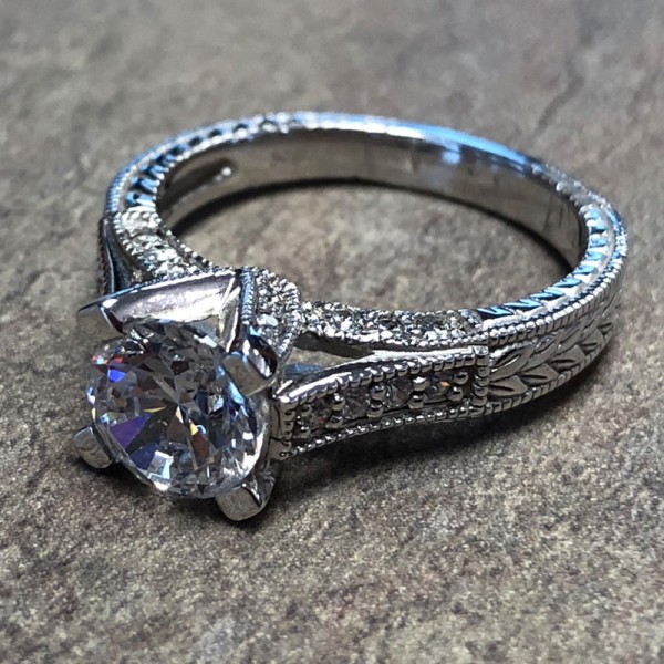 14K White Gold Vintage Engagement Ring