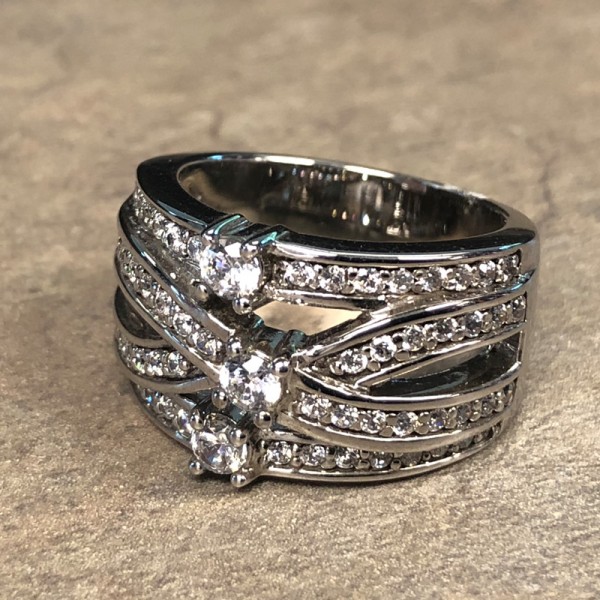 14K White Gold Multi-Strand Diamond Band