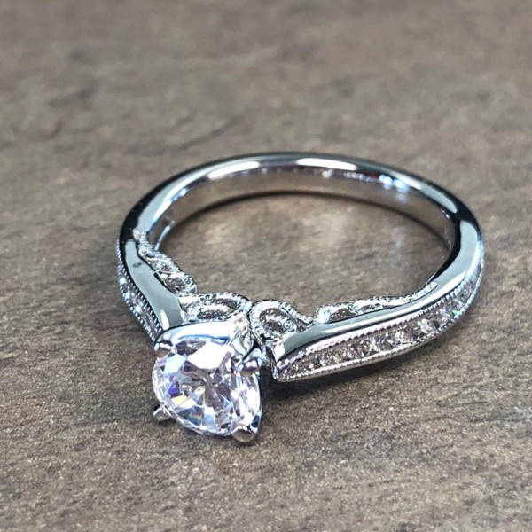 14K White Gold Diamond Accent Engagement Ring