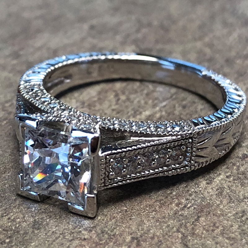 vintage princess cut engagement rings