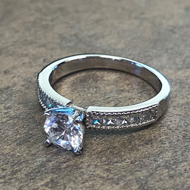 14K White Gold Vintage Engagement Ring - 39910234
