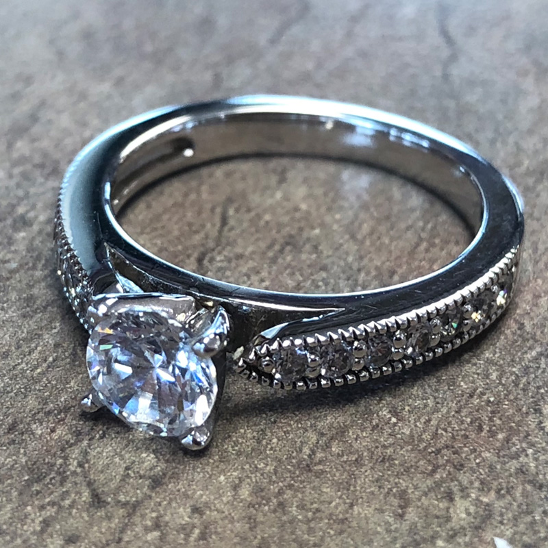 14K White Gold Vintage Engagement Ring - 39910254