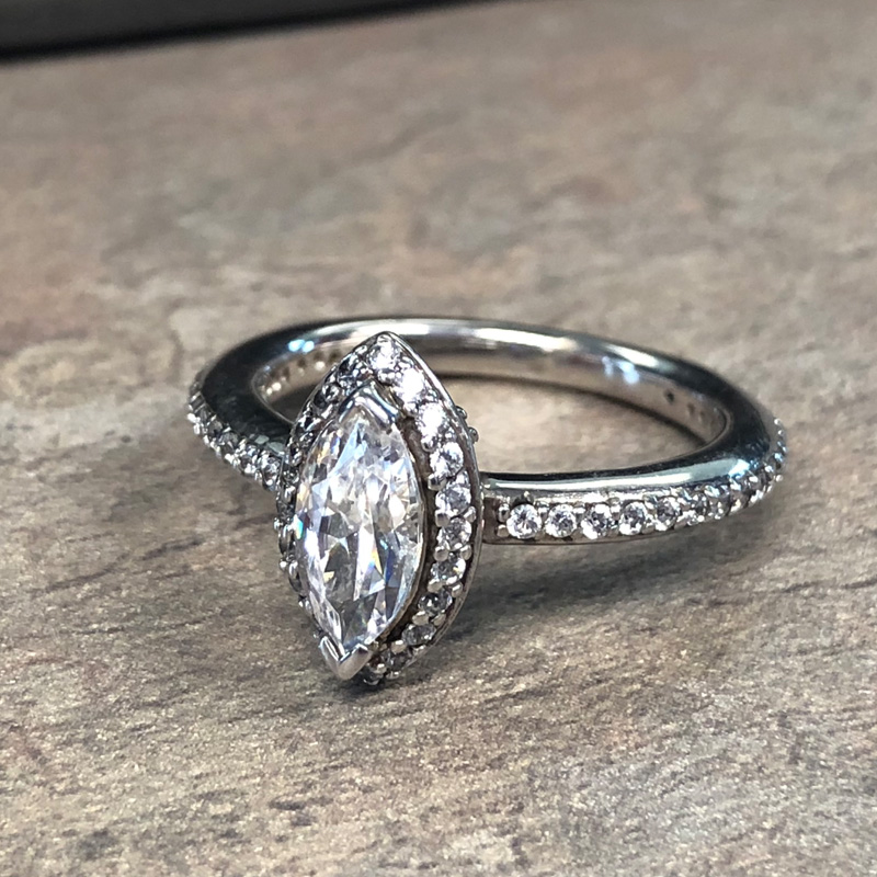 14K White Gold Marquise Halo Engagement Ring - 39910715