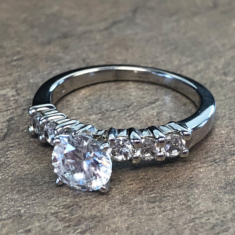 14K White Gold 7 Stone Engagement Ring - 39910887