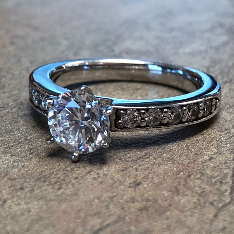 14K White Gold Diamond Accent Engagement Ring - 39910941